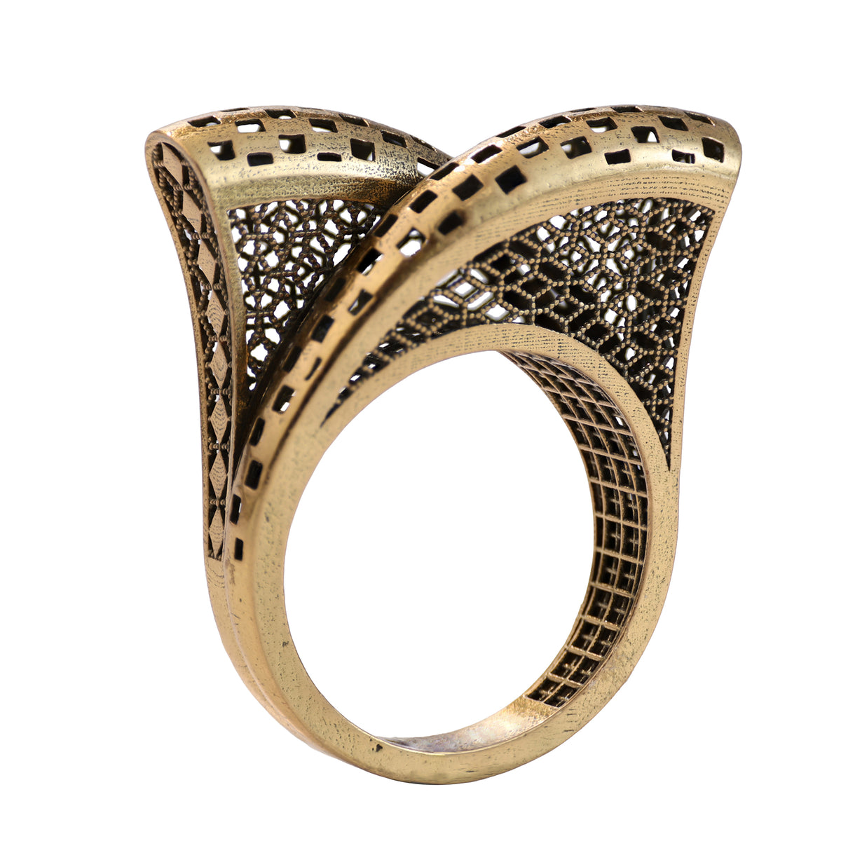 Geometric Openwork Sculptural Ring