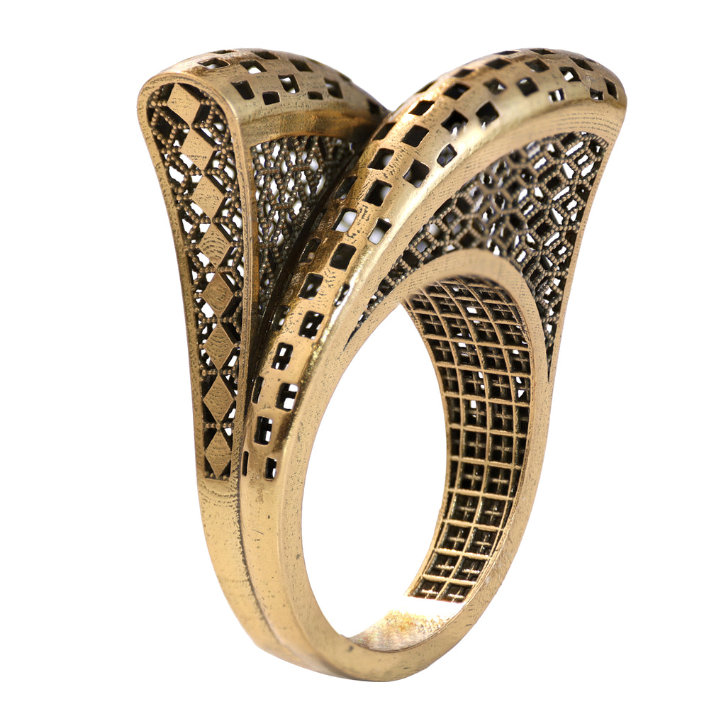 Geometric Openwork Sculptural Ring