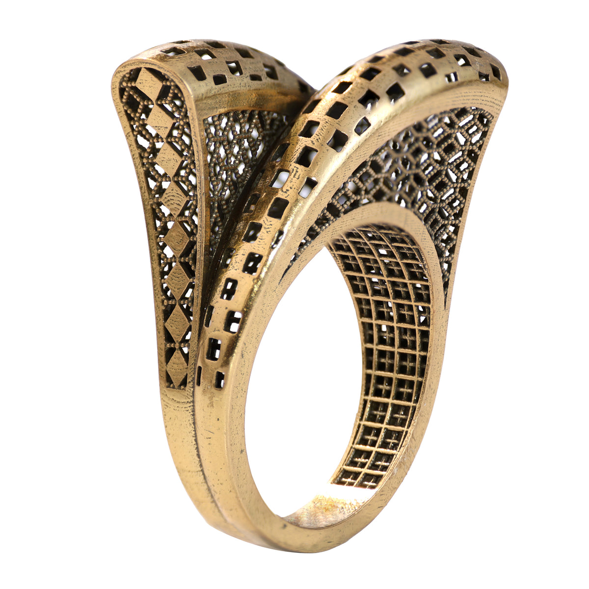 Geometric Openwork Sculptural Ring