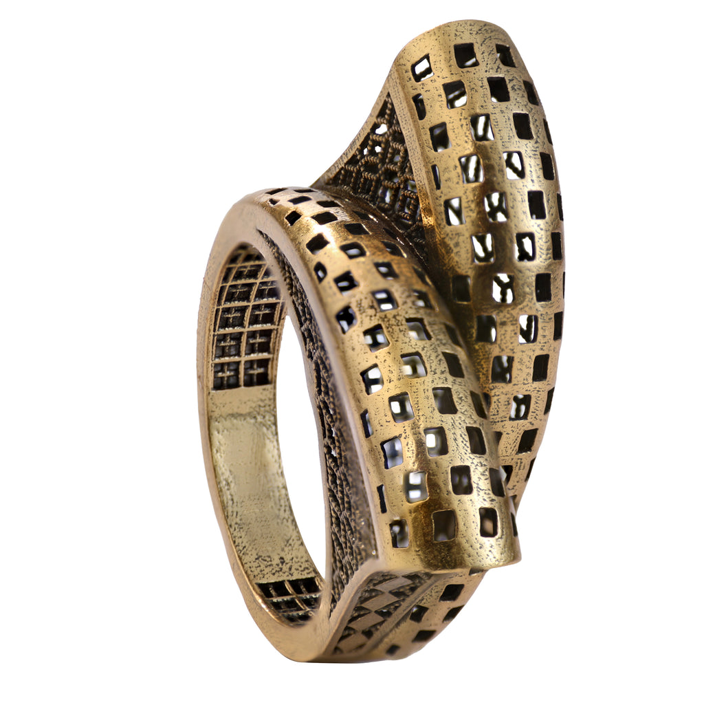 Geometric Openwork Sculptural Ring