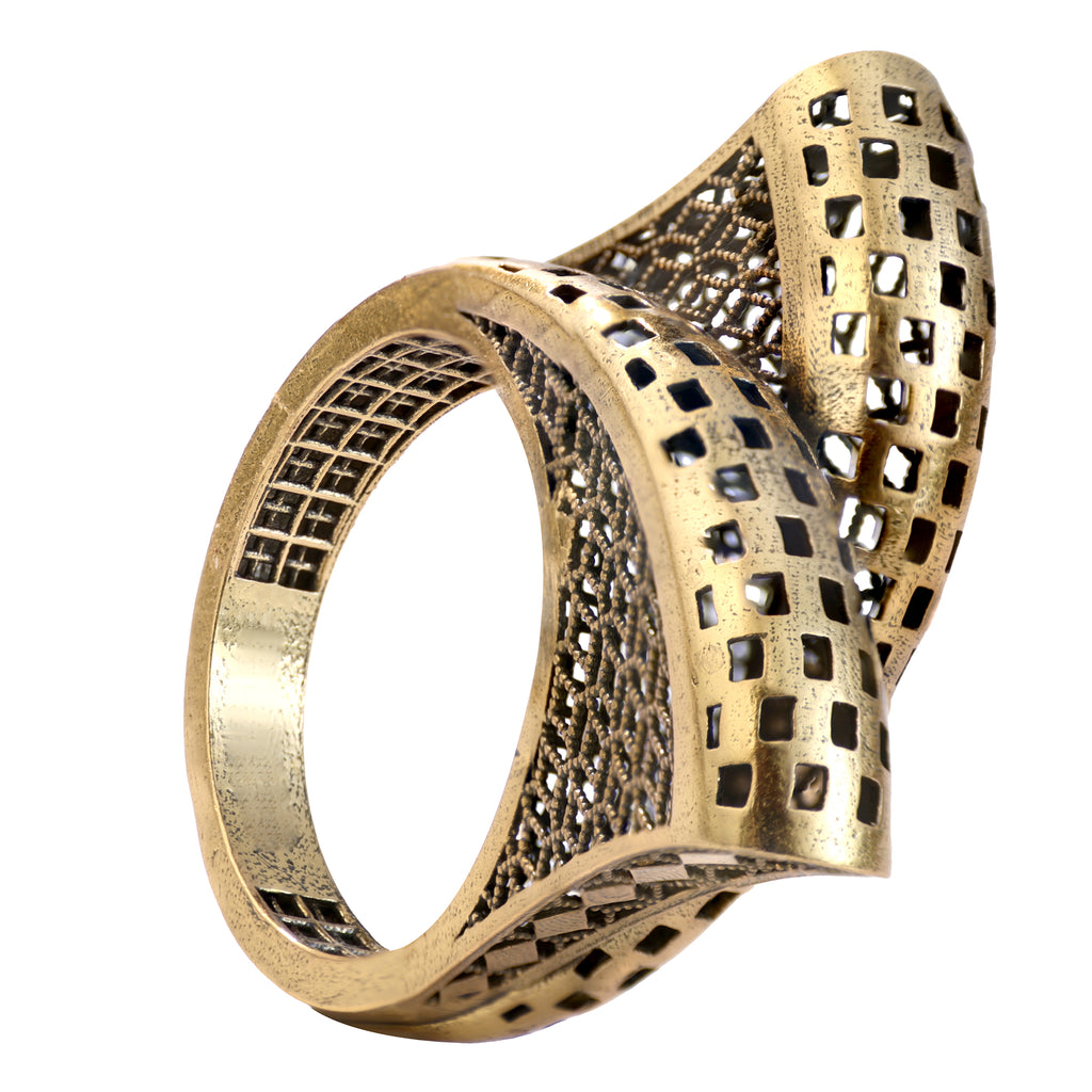 Geometric Openwork Sculptural Ring