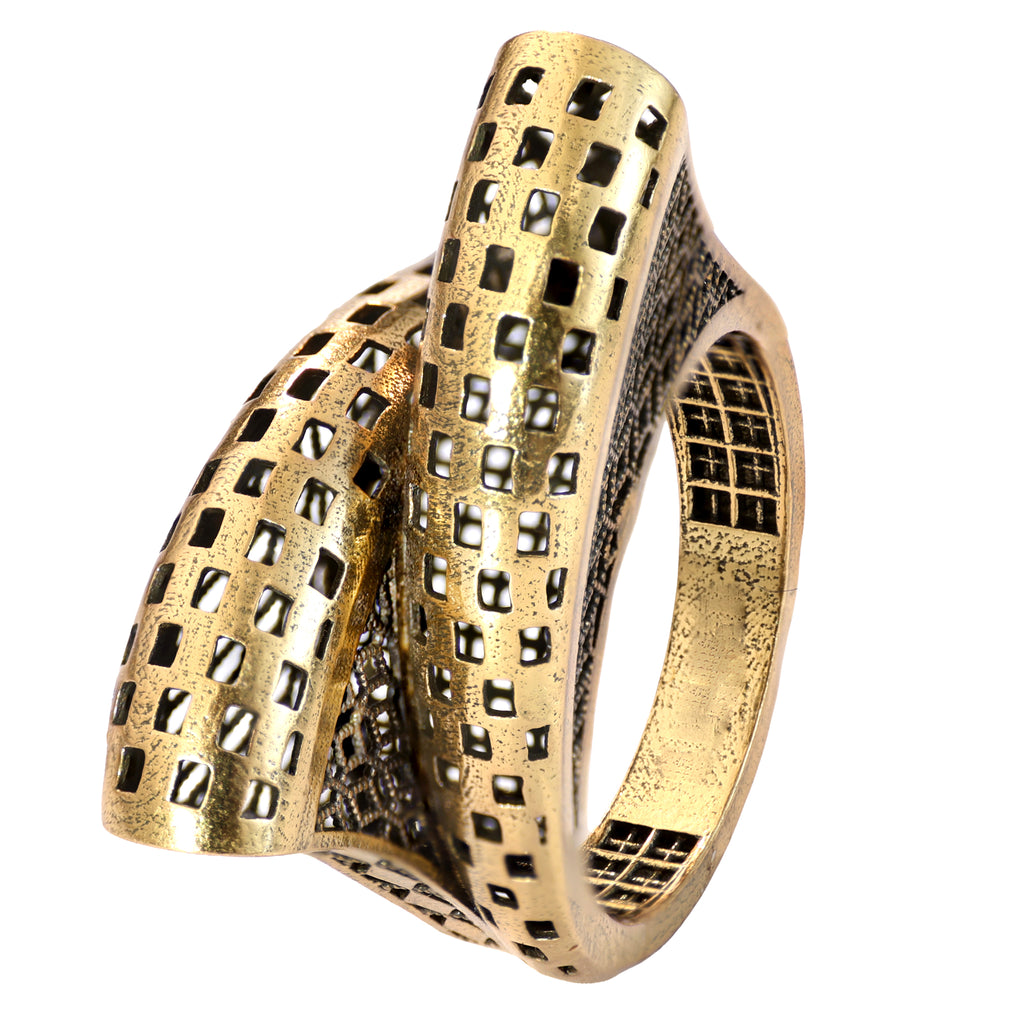 Geometric Openwork Sculptural Ring