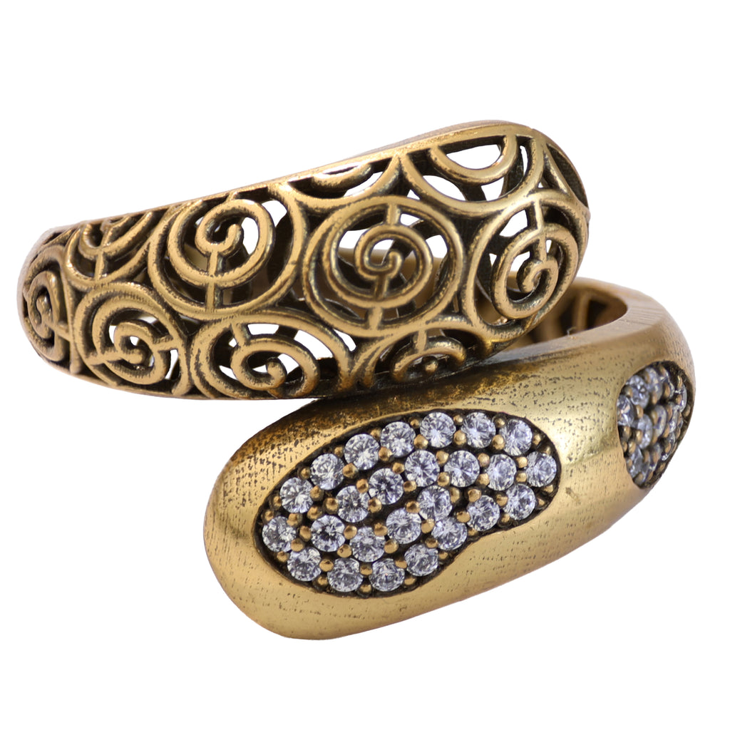 Scrollwork Pavé Bypass Ring