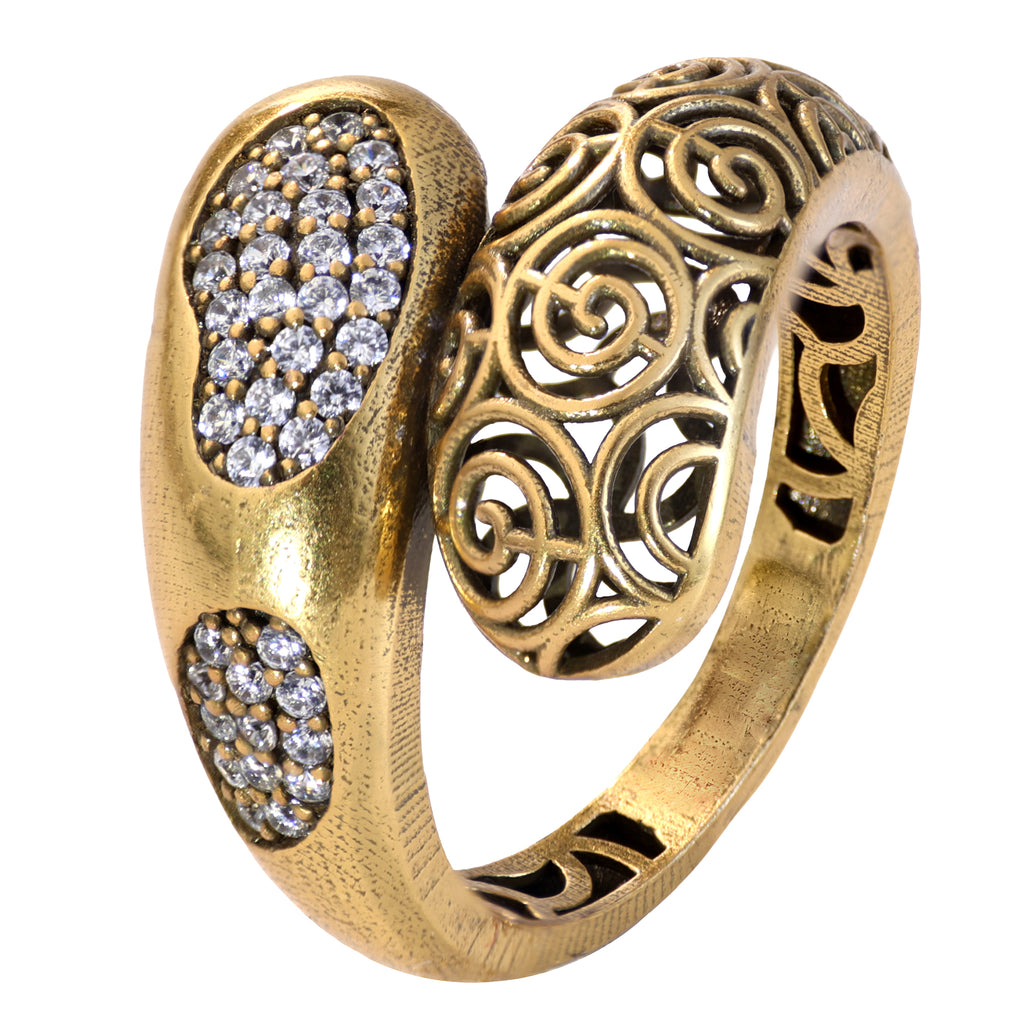 Scrollwork Pavé Bypass Ring