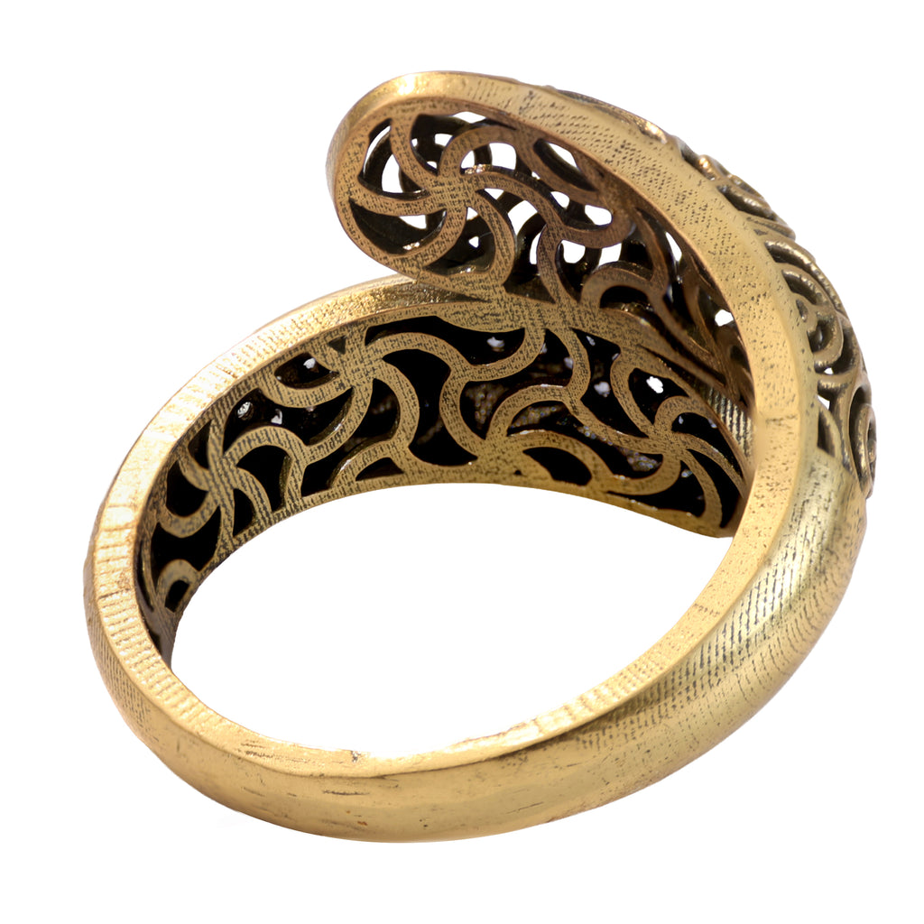 Scrollwork Pavé Bypass Ring