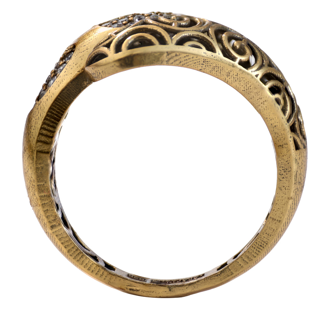 Scrollwork Pavé Bypass Ring