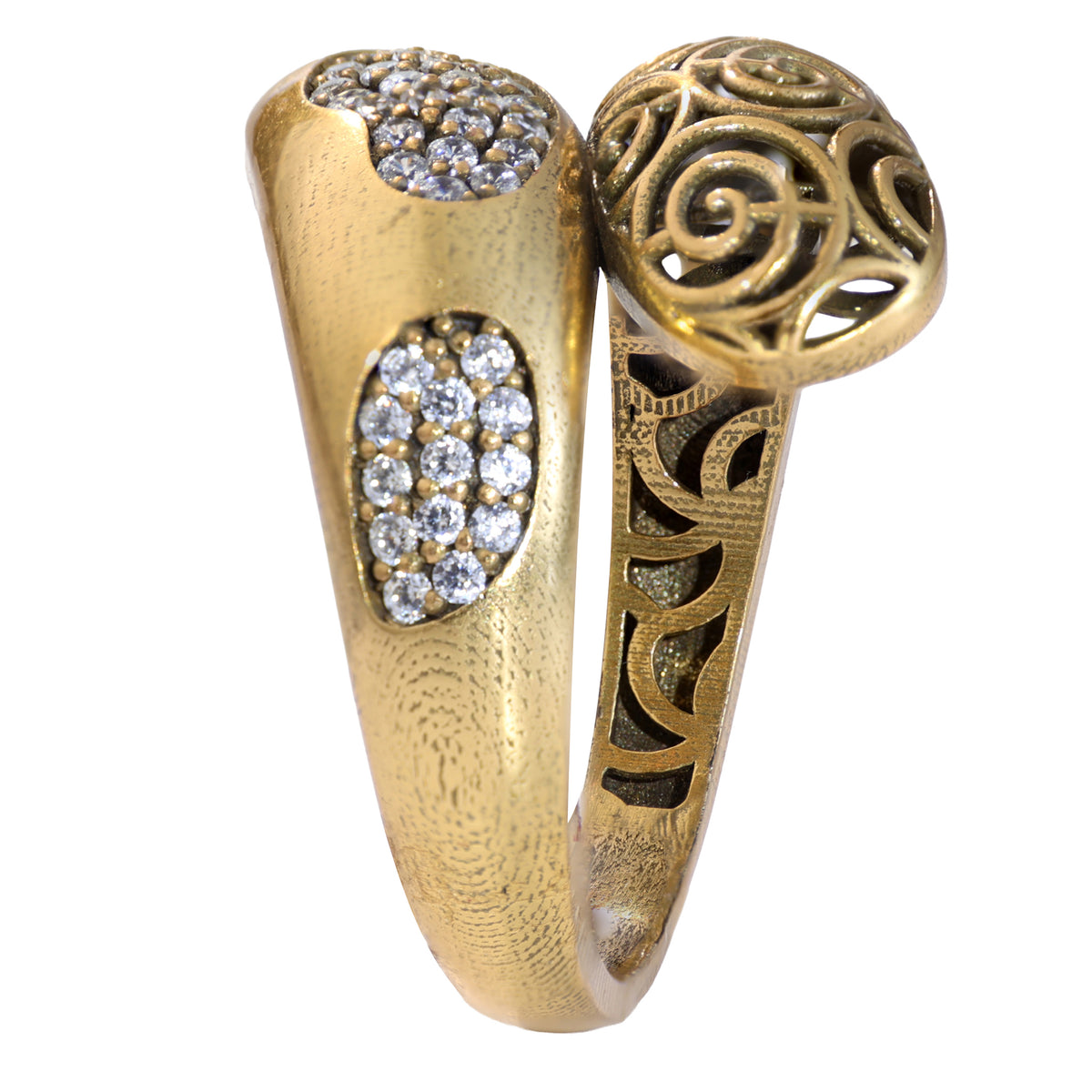 Scrollwork Pavé Bypass Ring