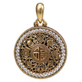 NE-PD-0043 Silver Fu Symbol White Stone Double-Sided Pendant