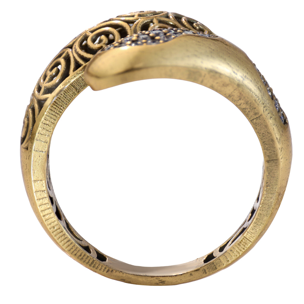 Scrollwork Pavé Bypass Ring