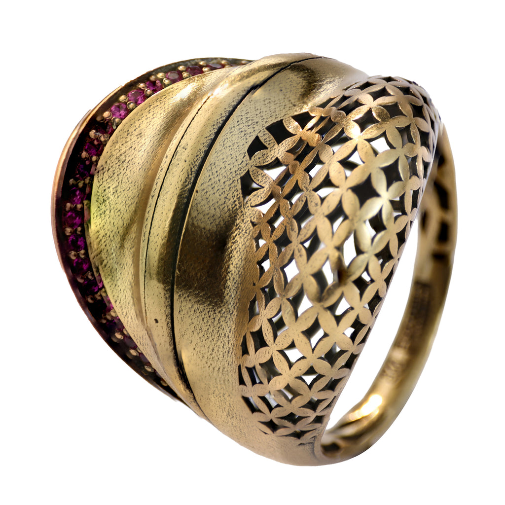 Layered Openwork Pavé Statement Ring