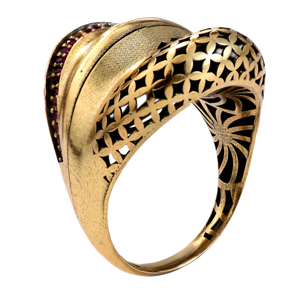 Layered Openwork Pavé Statement Ring