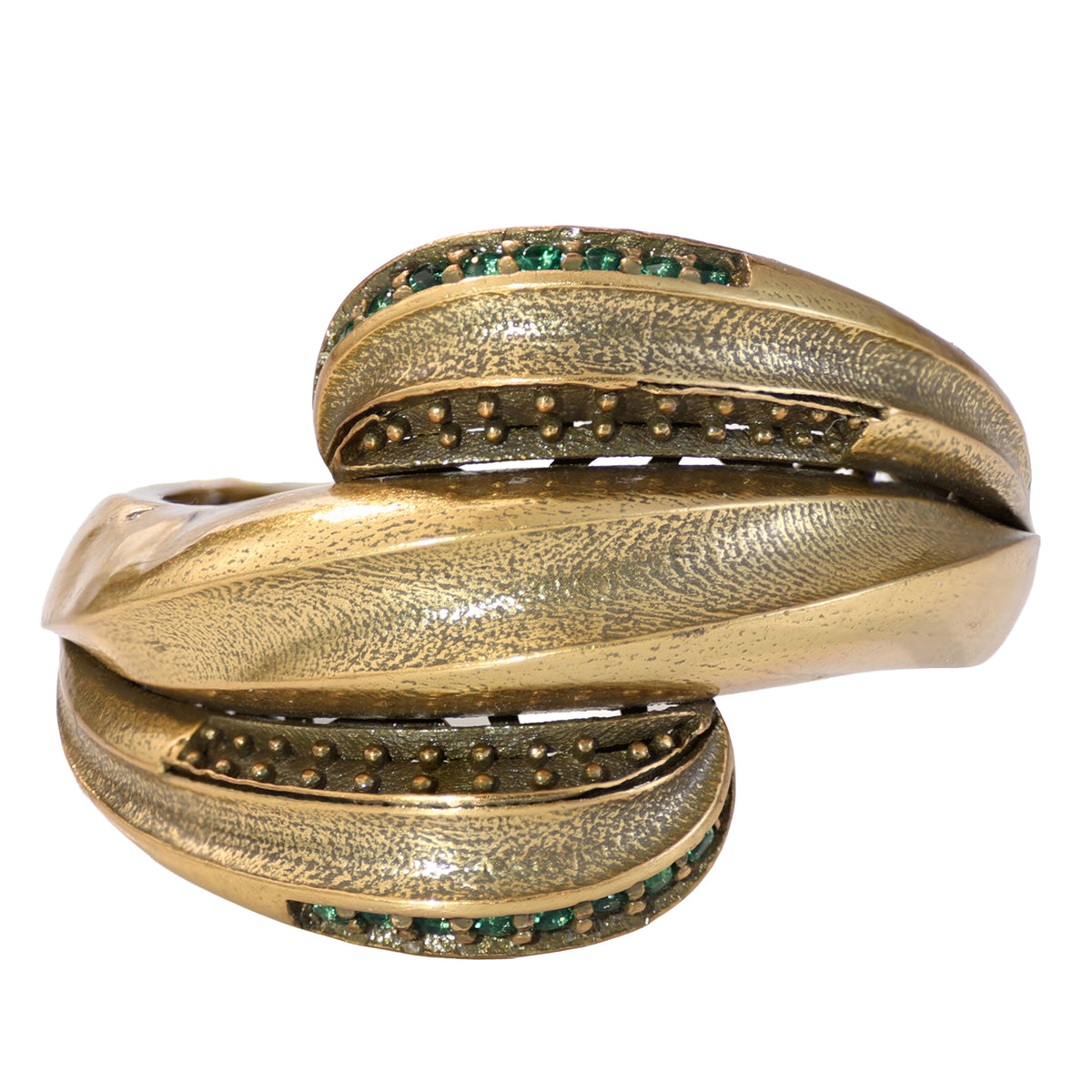 Layered Green Accent Statement Ring