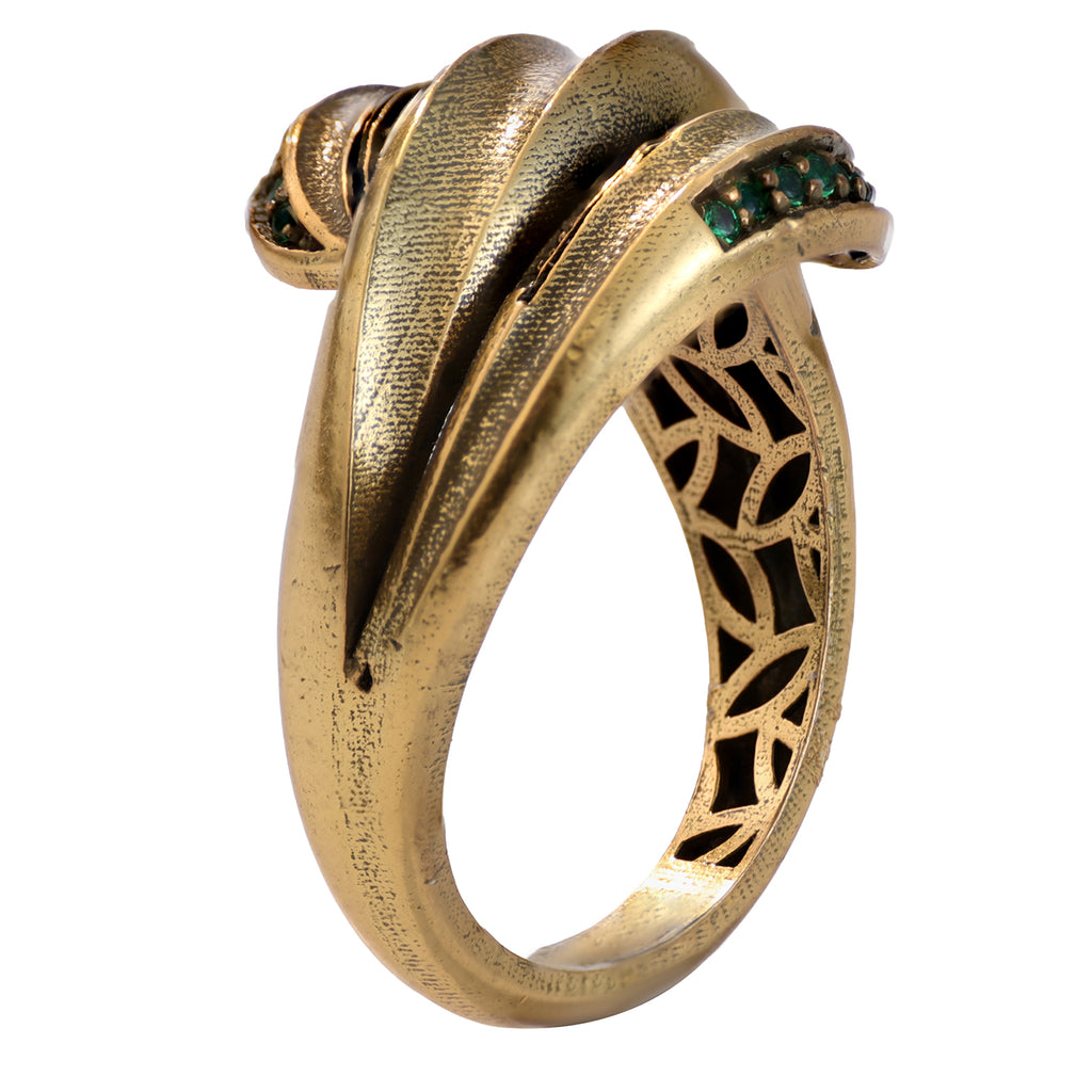 Layered Green Accent Statement Ring