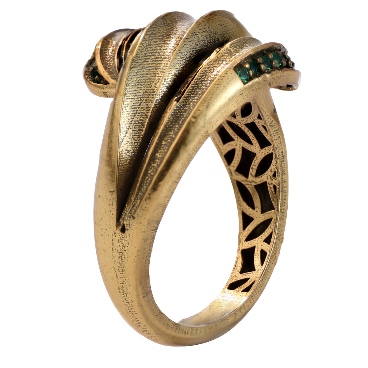 Layered Green Accent Statement Ring