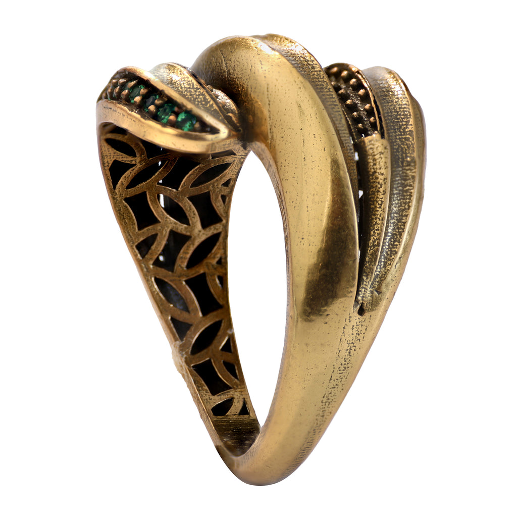 Layered Green Accent Statement Ring