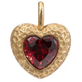 NE-PD-0047 Silver Heart Red Stone Textured Pendant