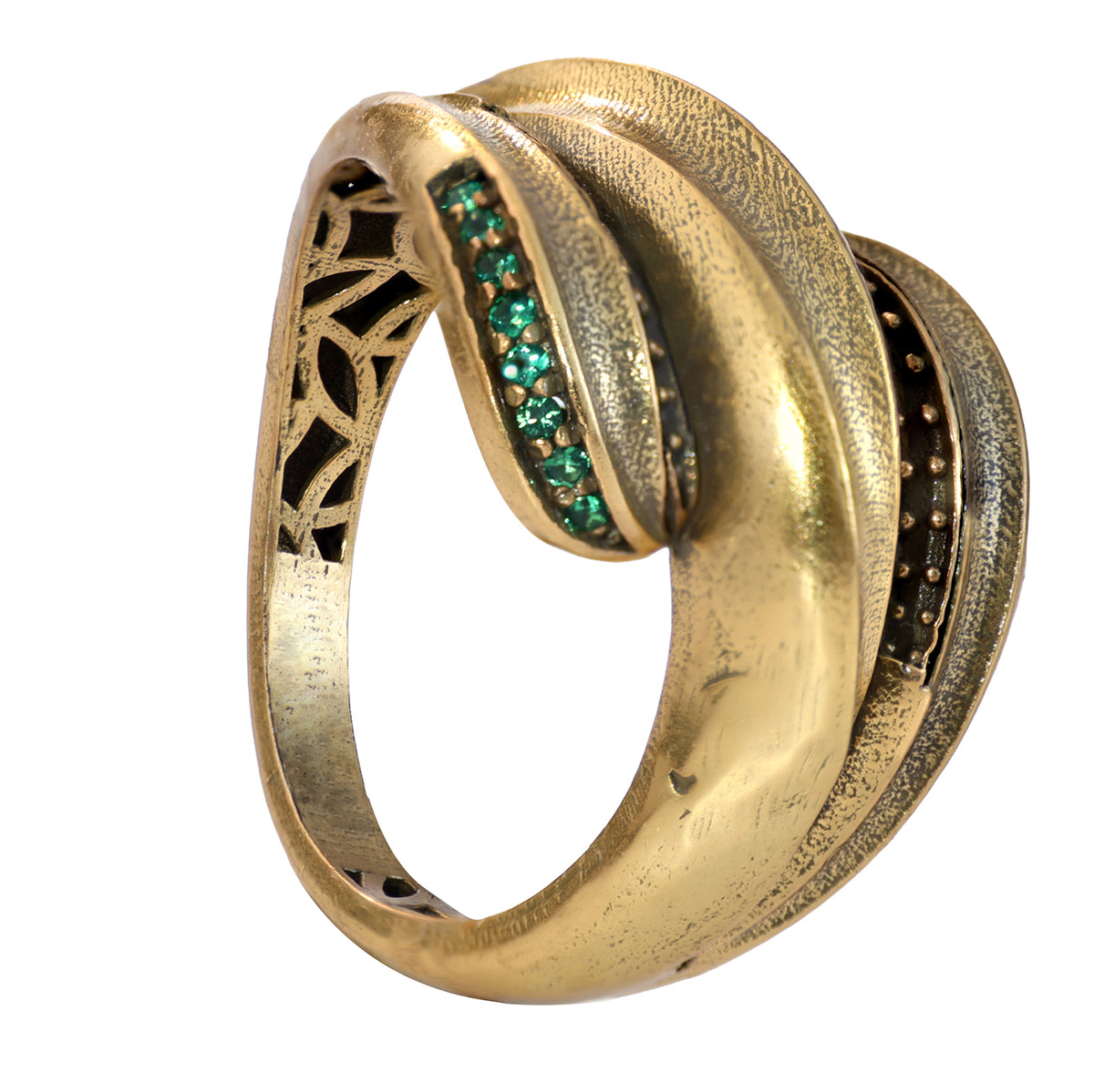 Layered Green Accent Statement Ring