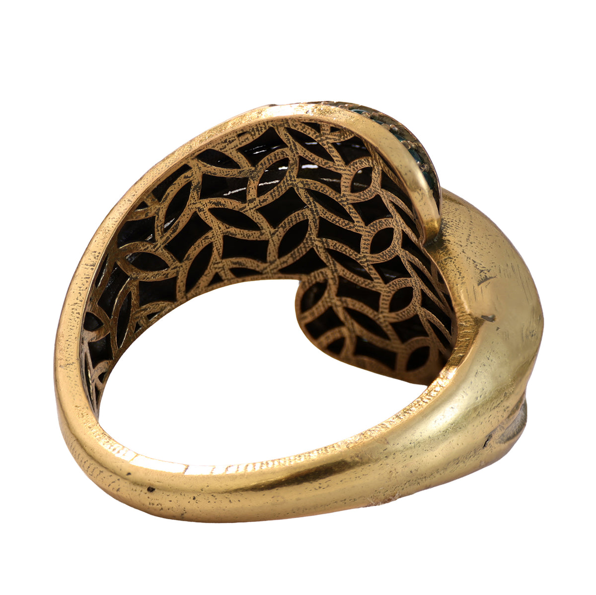 Layered Green Accent Statement Ring