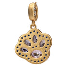 NE-PD-0045 Silver Paw Print Pink Blue Stone Pendant
