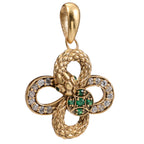 NE-PD-0044 Silver Knot Green Stone White Stone Pendant