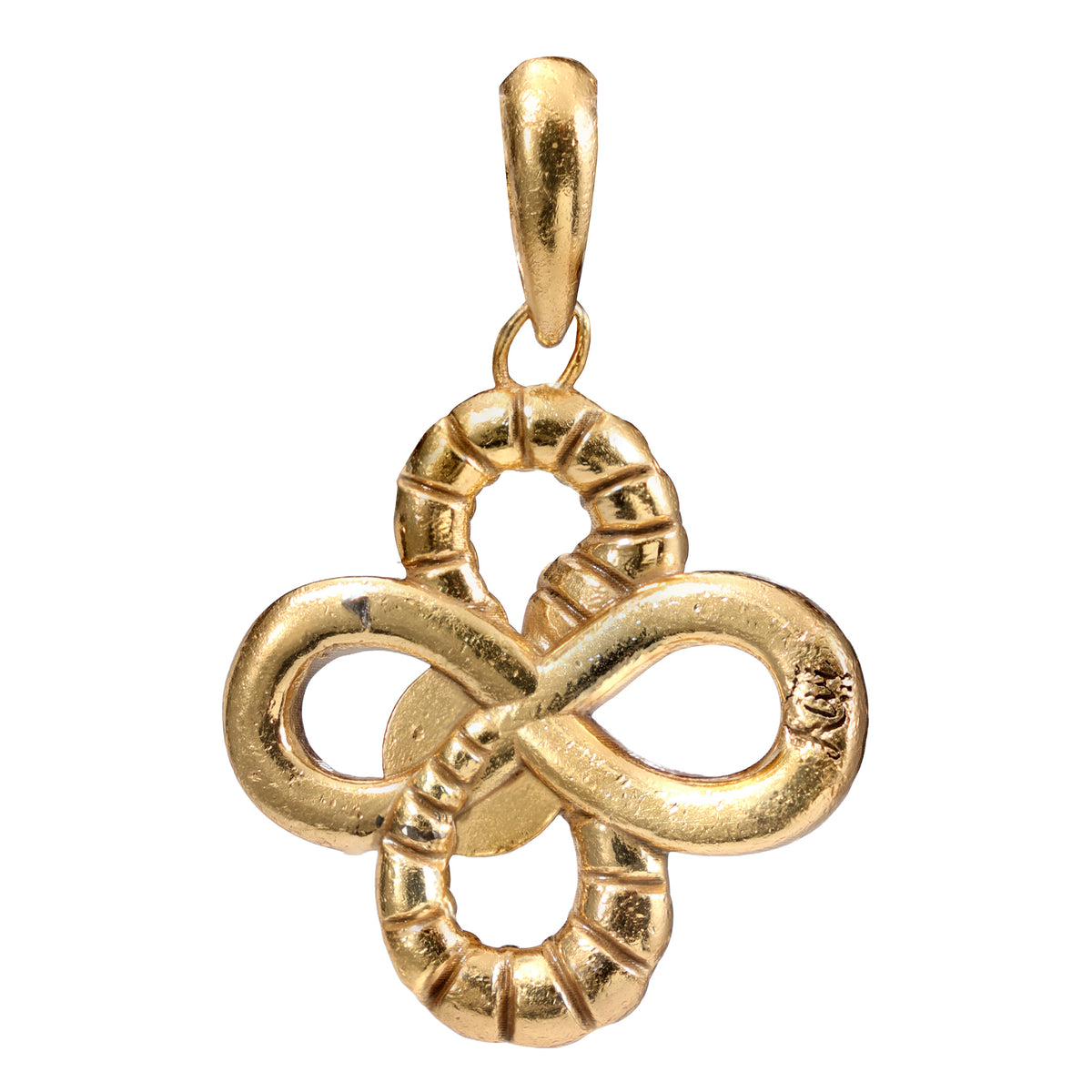 NE-PD-0044 Silver Knot Green Stone White Stone Pendant
