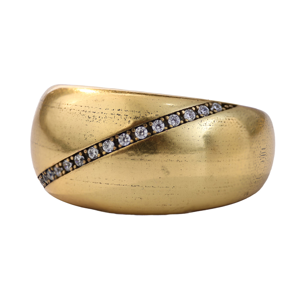 Diagonal Pavé Dome Statement Ring