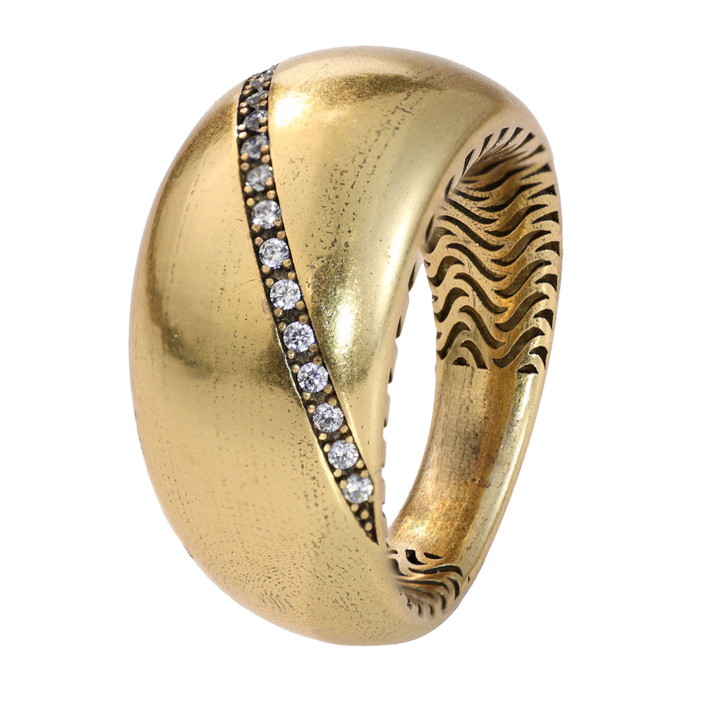 Diagonal Pavé Dome Statement Ring
