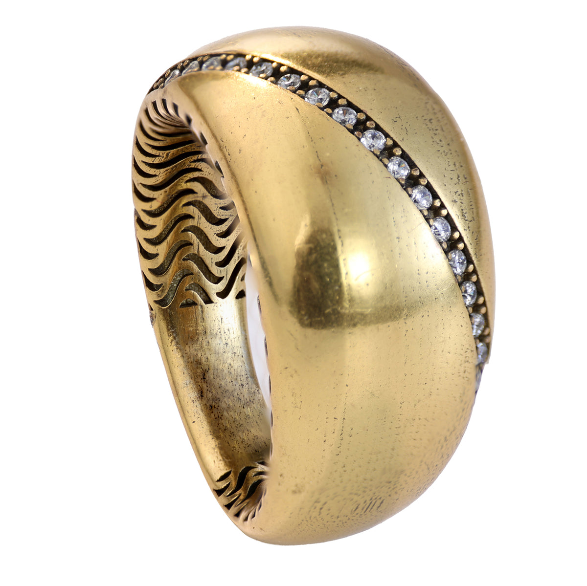 Diagonal Pavé Dome Statement Ring