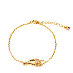 NE-BL-0002 Silver Hand Pink Stone Chain Bracelet