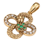 NE-PD-0044 Silver Knot Green Stone White Stone Pendant