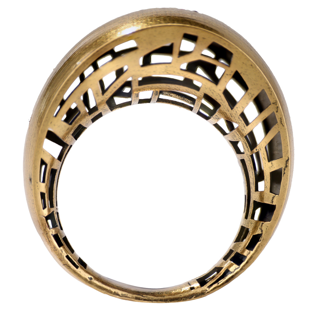 Geometric Openwork Dome Ring