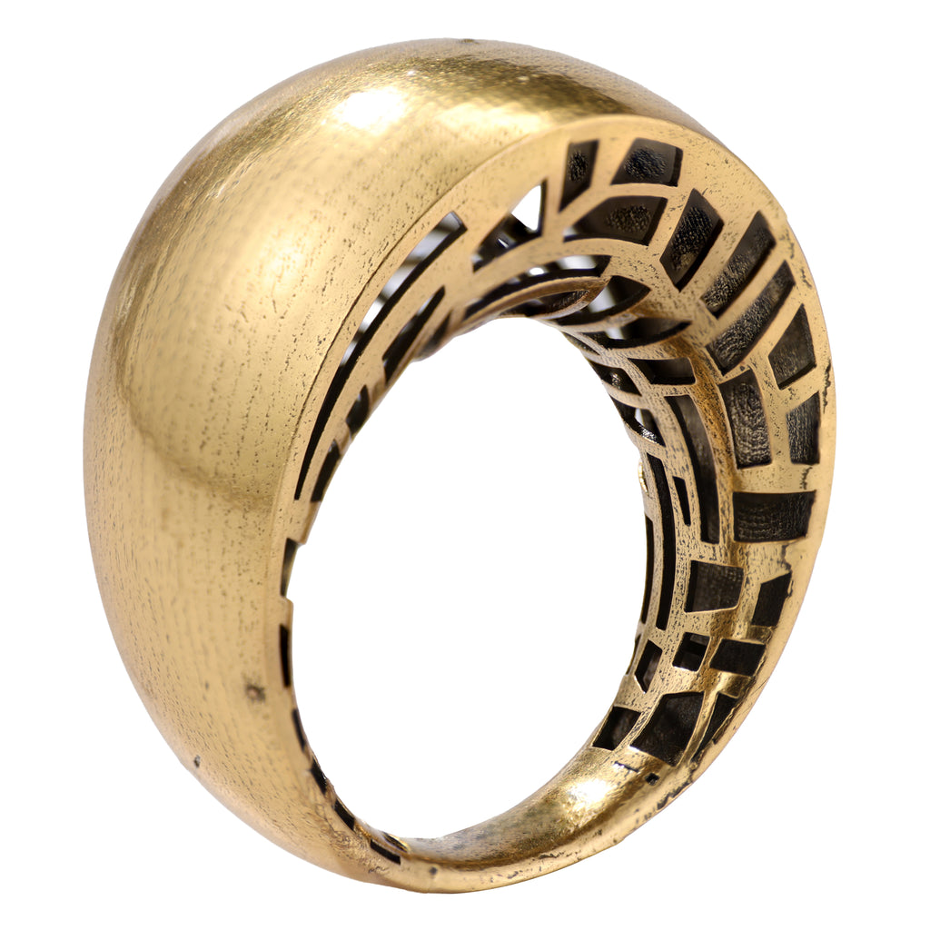 Geometric Openwork Dome Ring