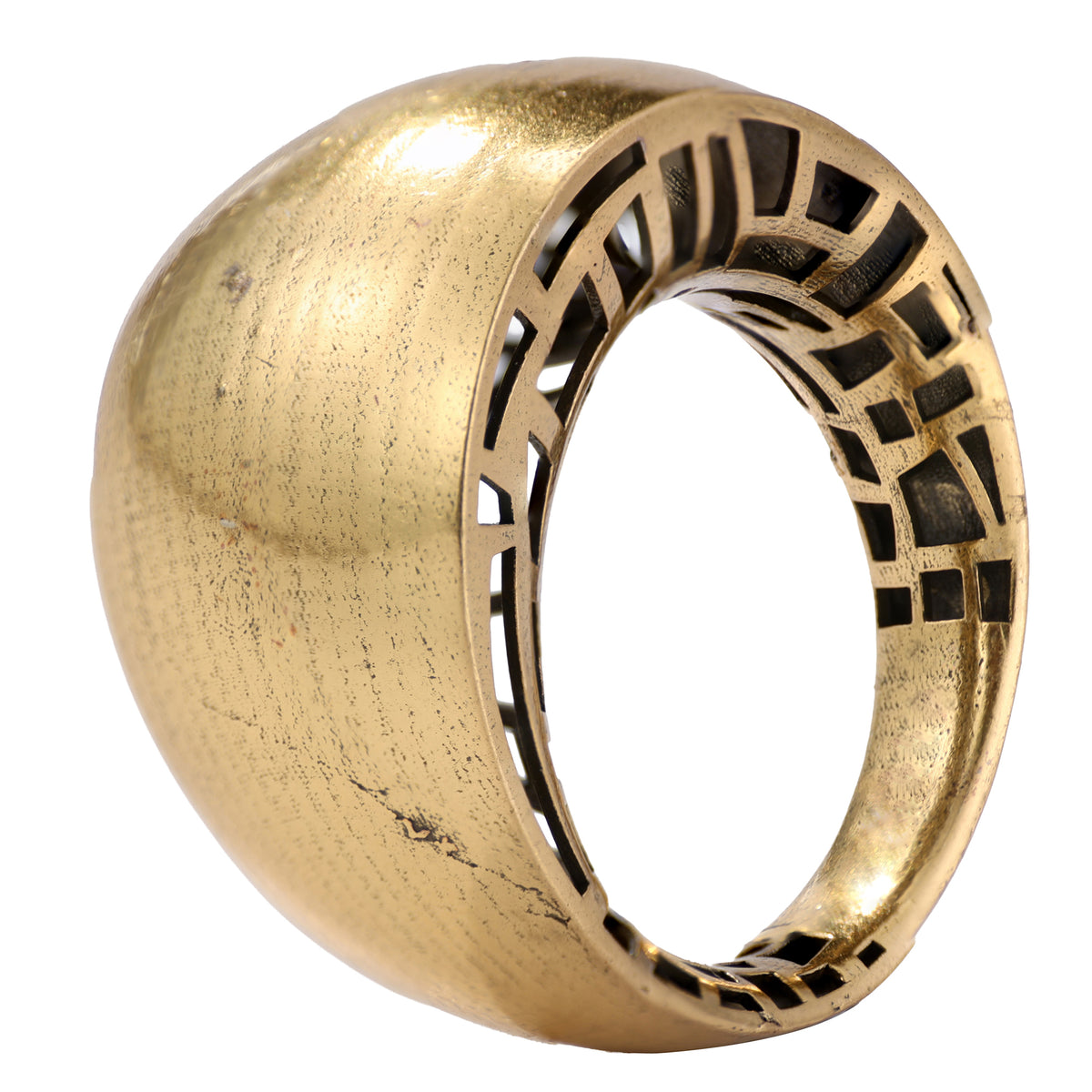 Geometric Openwork Dome Ring