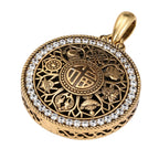 NE-PD-0043 Silver Fu Symbol White Stone Double-Sided Pendant