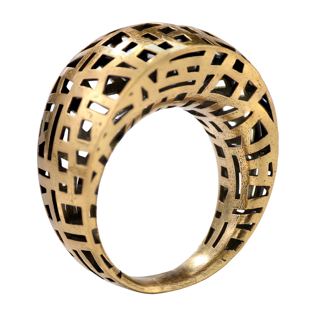Architectural Grid Openwork Ring