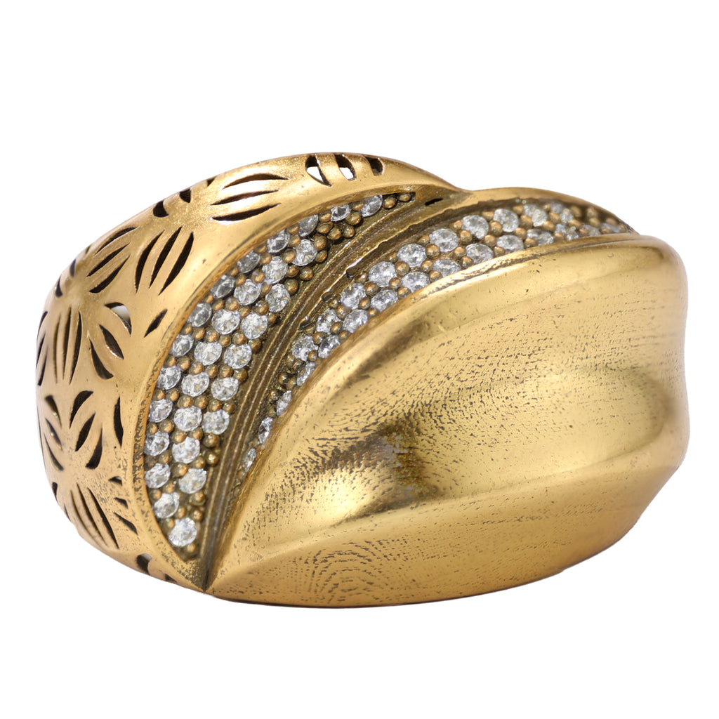 Floral Openwork Pavé Statement Ring
