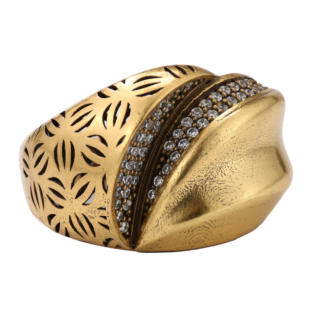 Floral Openwork Pavé Statement Ring