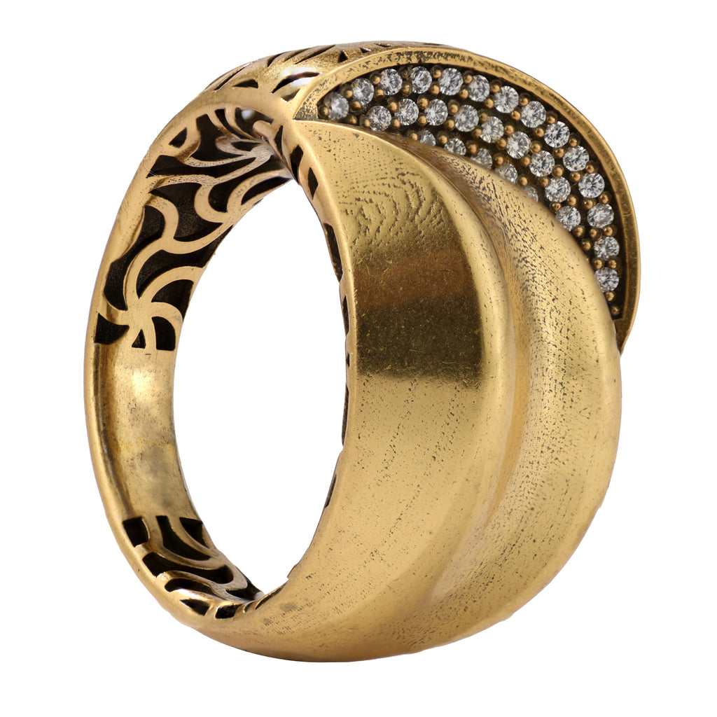 Floral Openwork Pavé Statement Ring