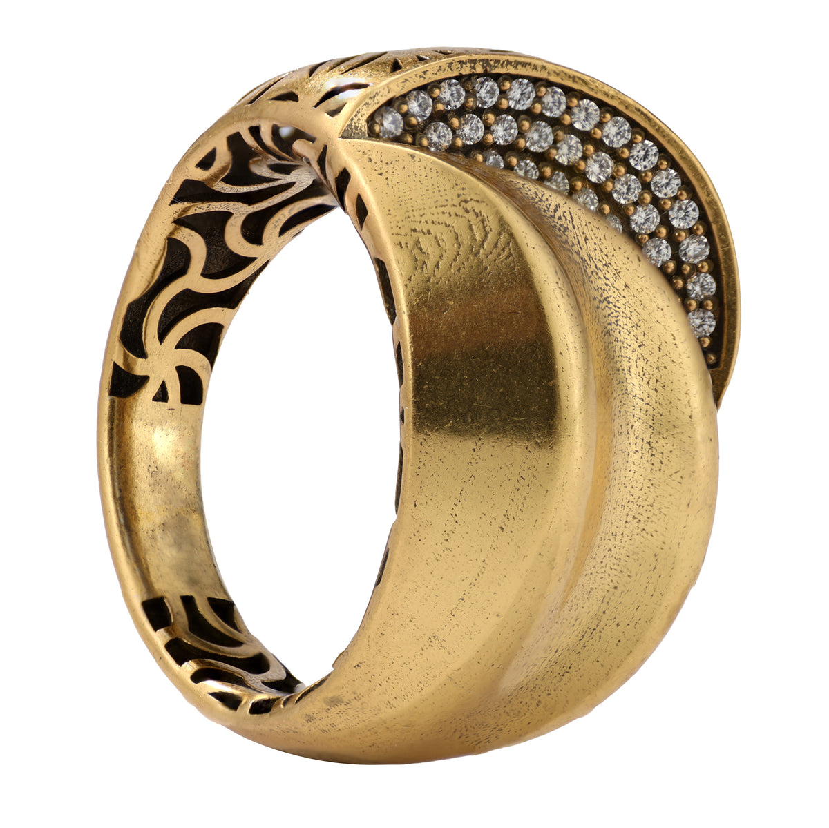 Floral Openwork Pavé Statement Ring