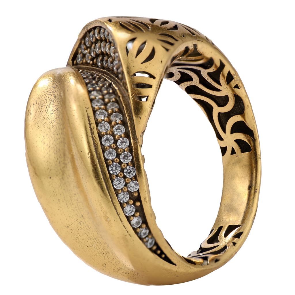 Floral Openwork Pavé Statement Ring