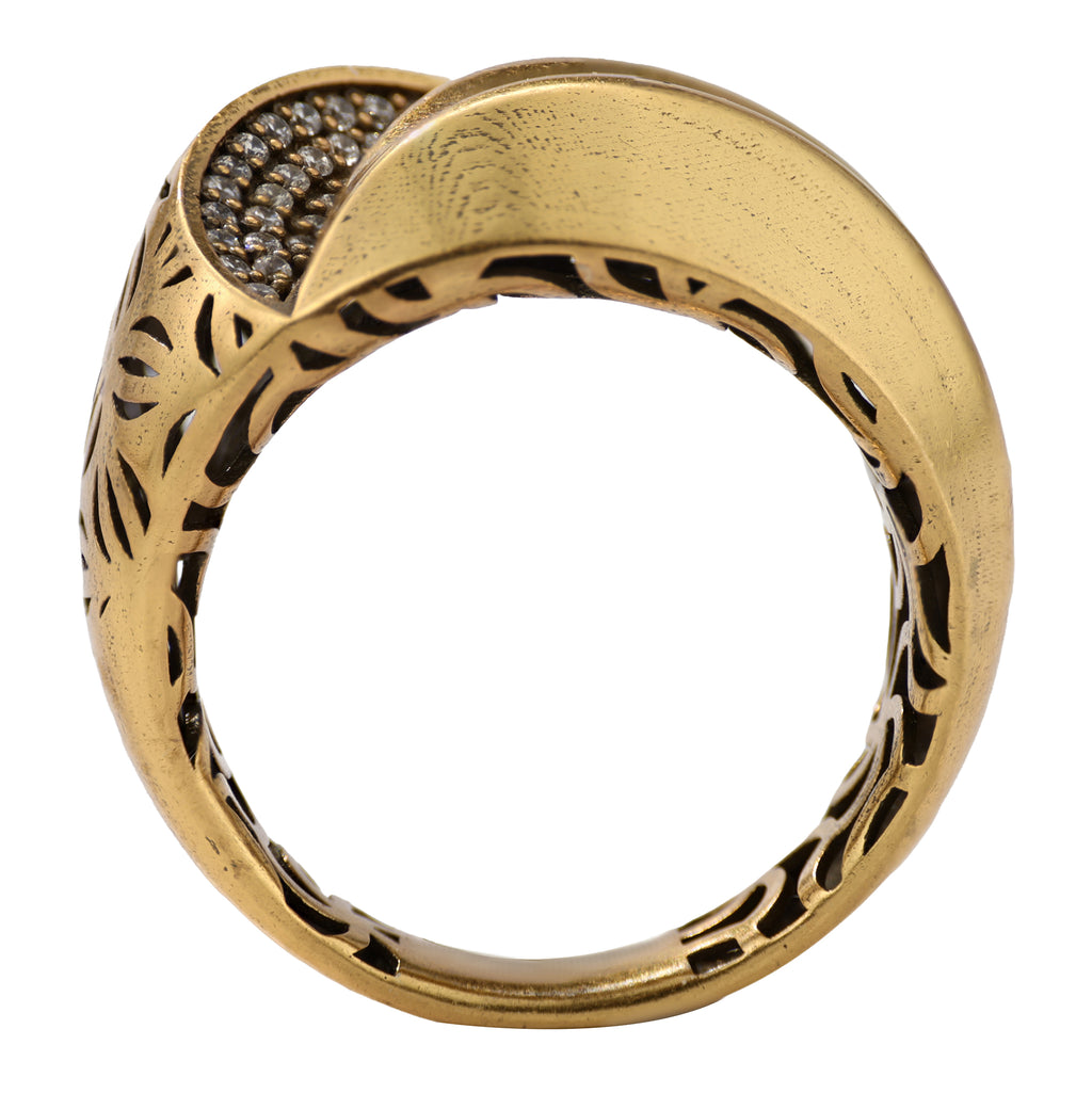 Floral Openwork Pavé Statement Ring