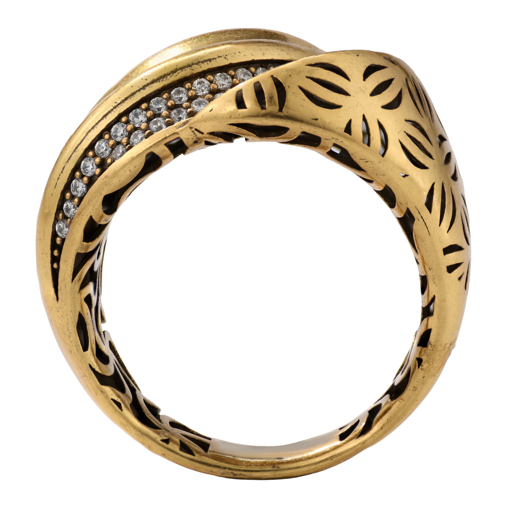Floral Openwork Pavé Statement Ring