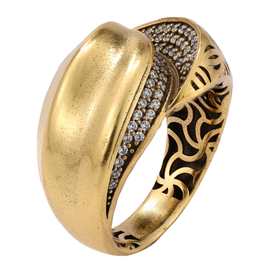 Floral Openwork Pavé Statement Ring