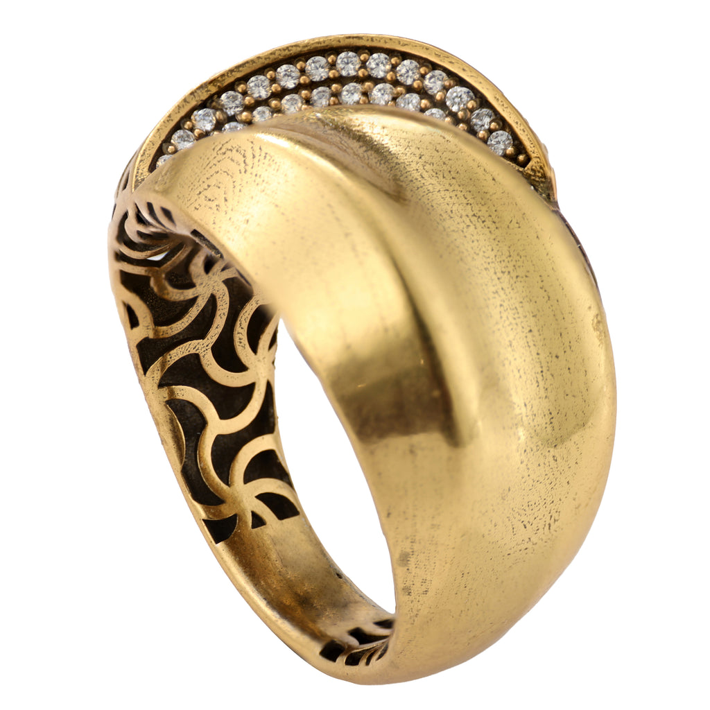 Floral Openwork Pavé Statement Ring