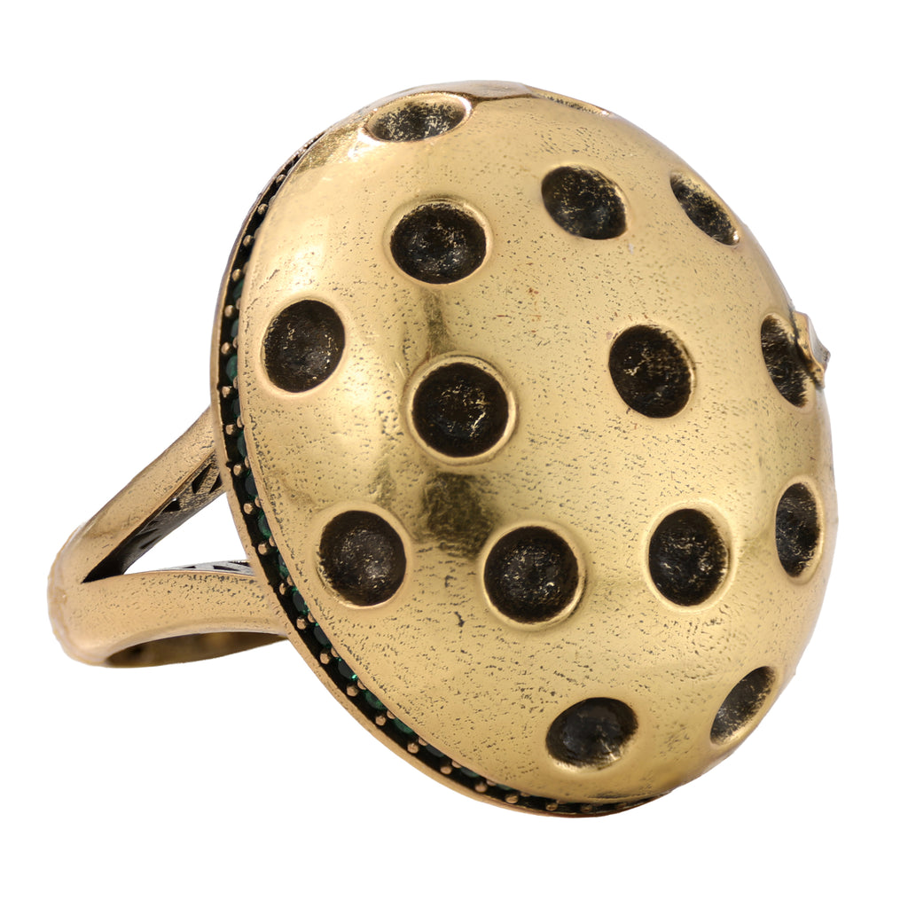 Green Accent Perforated Dome Ring