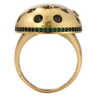 Green Accent Perforated Dome Ring
