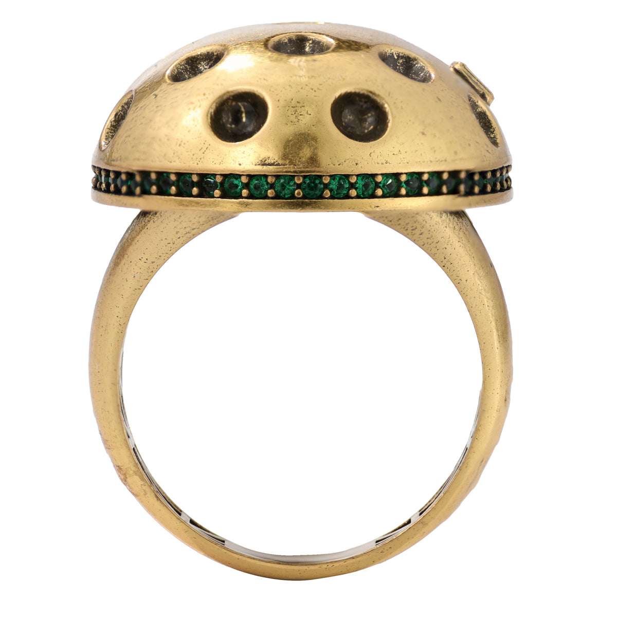 Green Accent Perforated Dome Ring