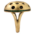 Green Accent Perforated Dome Ring
