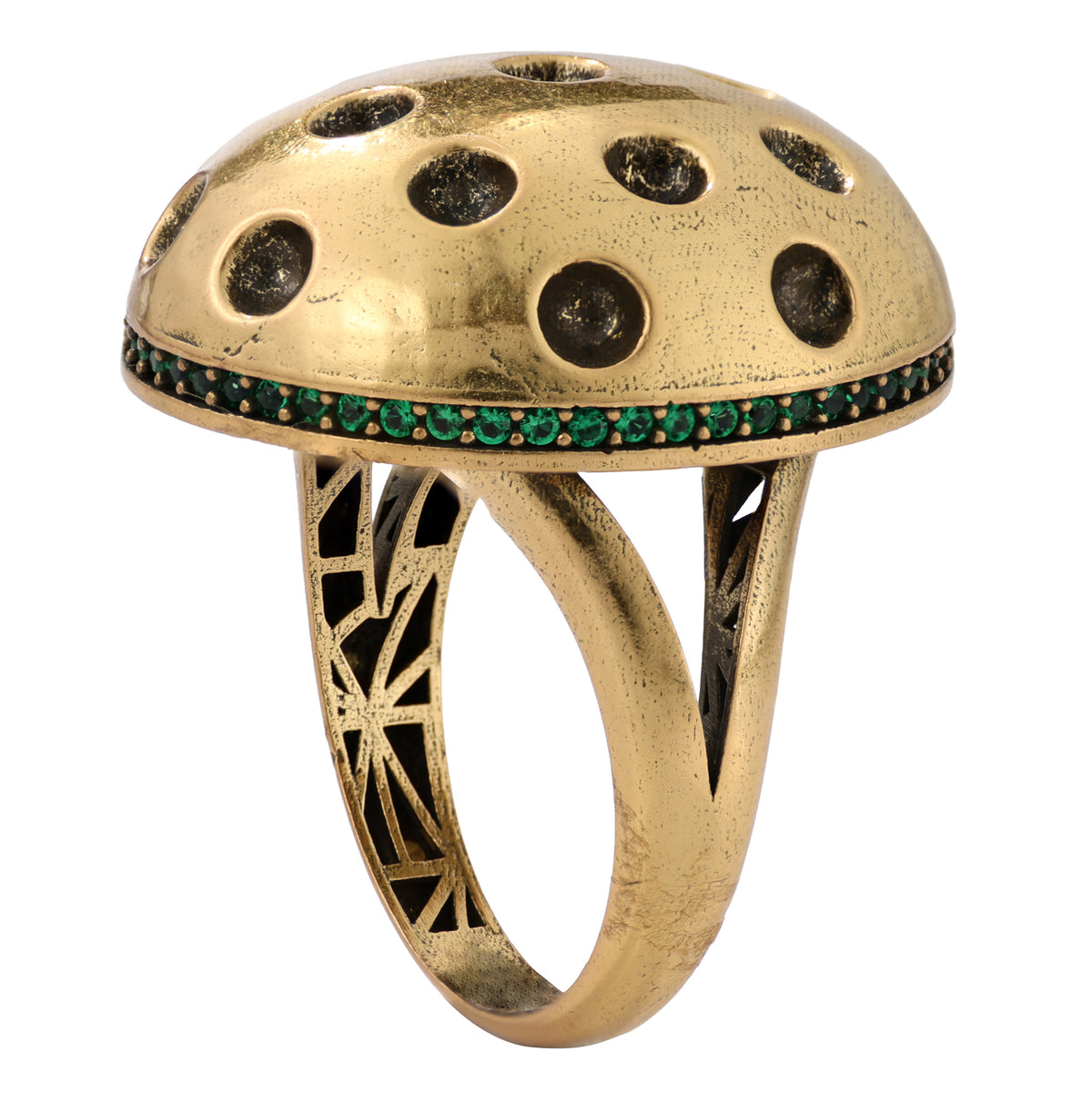 Green Accent Perforated Dome Ring