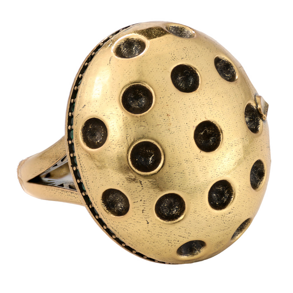 Green Accent Perforated Dome Ring